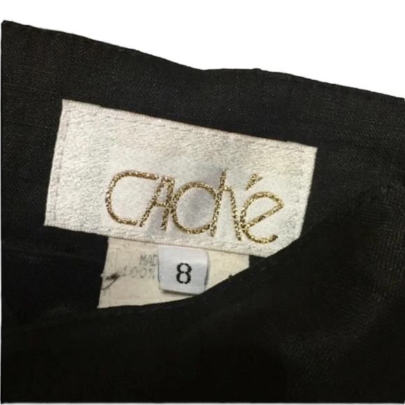 Caché Black Work Career Linen Skirt A-Line Size 8 - Picture 2 of 7